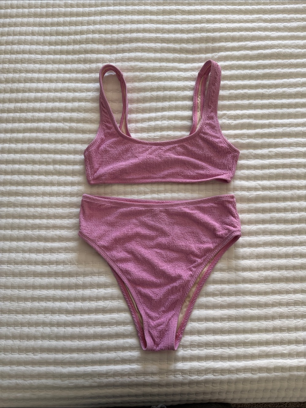 Vici Pink Ribbed Bandeau Bikini Set